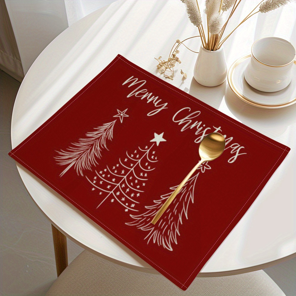 Christmas Table Runner - مفرش طاولة من الكتان بتصميم بسيط