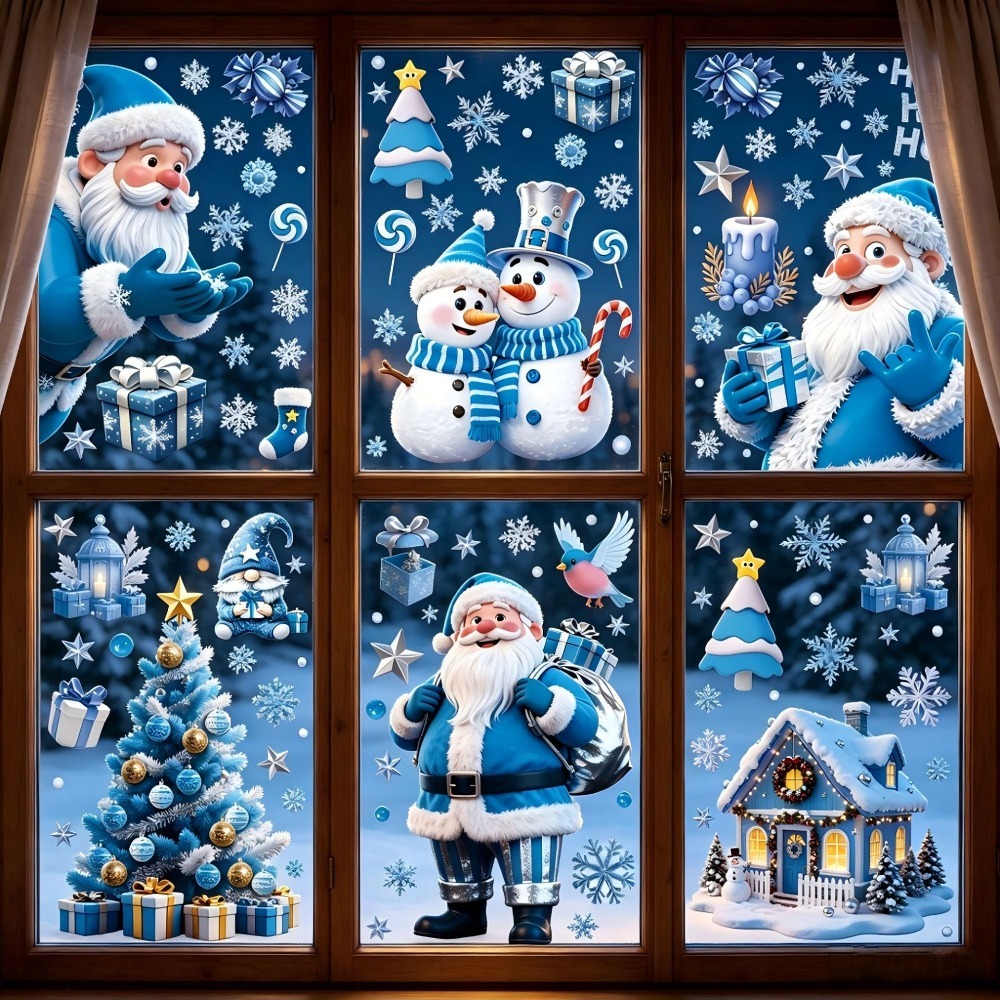 Snowflake Window Decal - ملصقات نوافذ عيد الميلاد، رجل الثلج،