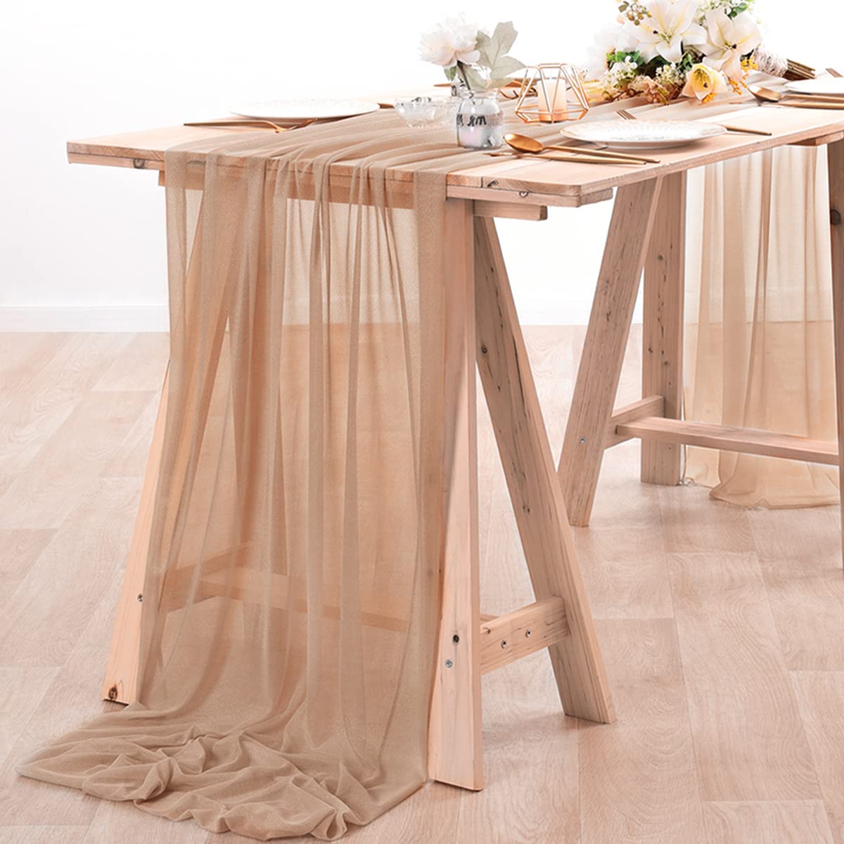 Christmas Table Runner - الشيفون الجدول عداء عارية شير النسيج