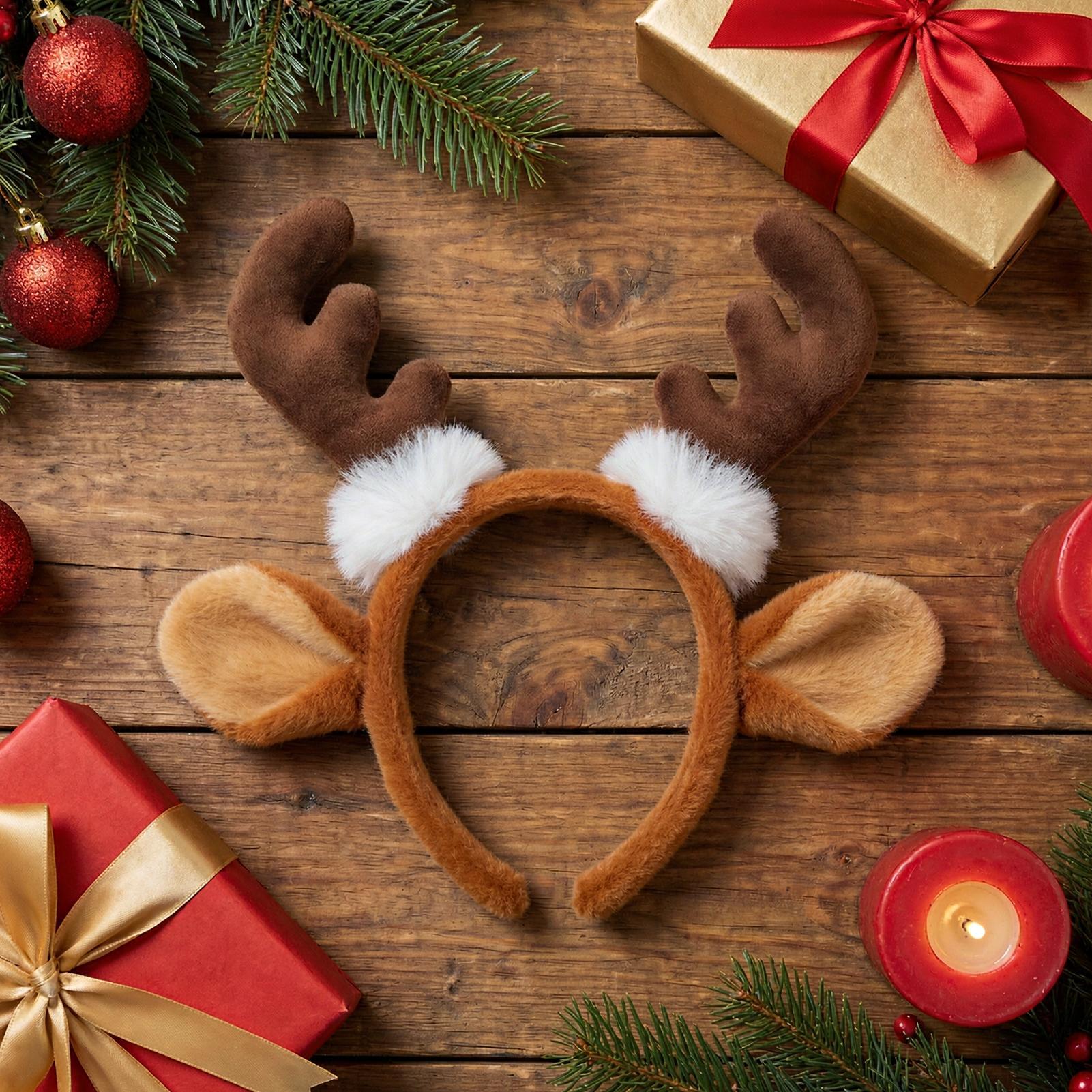 Reindeer Antlers Headband - عصابة رأس بقرون الرنة لعيد الميلاد،