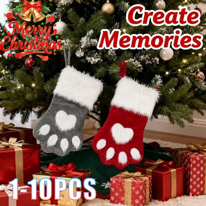 Christmas Stocking Hanging - 1-10 قطع من جوارب عيد الميلاد