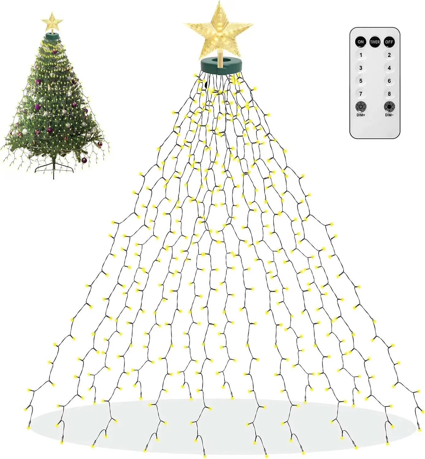 أضواء حلقة شجرة عيد الميلاد مع - مراجعة Star Tree Topper وسعره