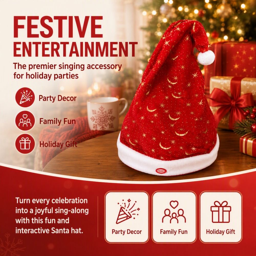 قبعة عيد الميلاد الكهربائية ال - مراجعة Santa Hat Plush وسعره
