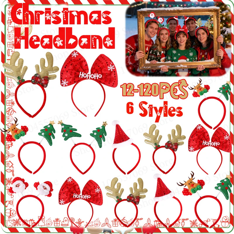 12-120 قطعة عيد الميلاد عقال ز - مراجعة Reindeer Antlers Headband وسعره