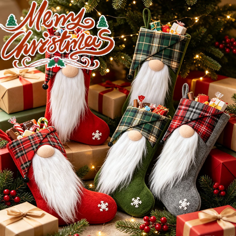 1-4 قطع من أكياس هدايا عيد الم - مراجعة Christmas Stocking Hanging وسعره